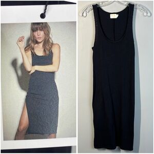Nation LTD Valerie Side Slit Tank Dress Black Sleeveless 100% Cotton Size XS